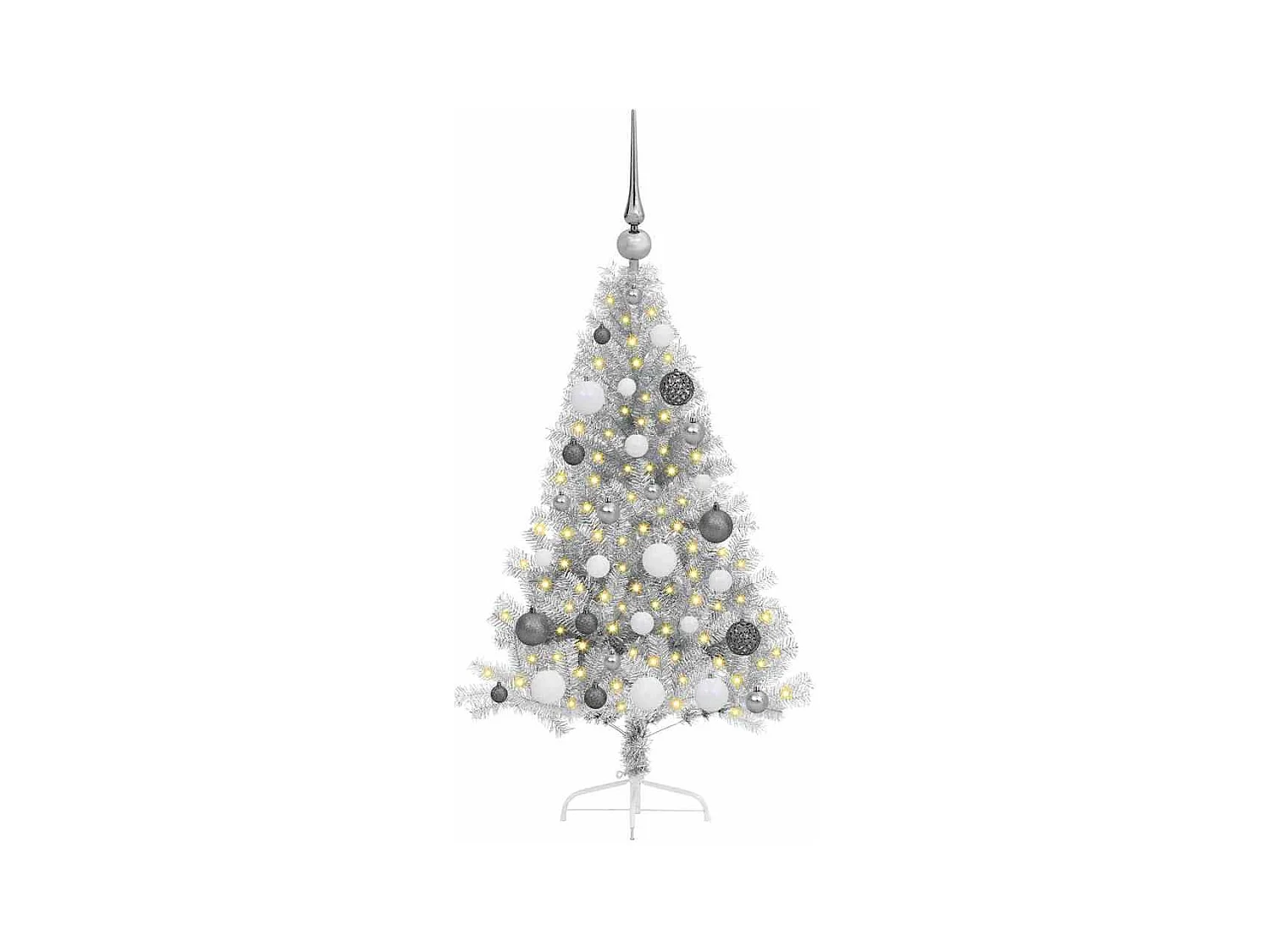 Sapin de Noël artificiel pré-éclairé Argent 120 cm PET