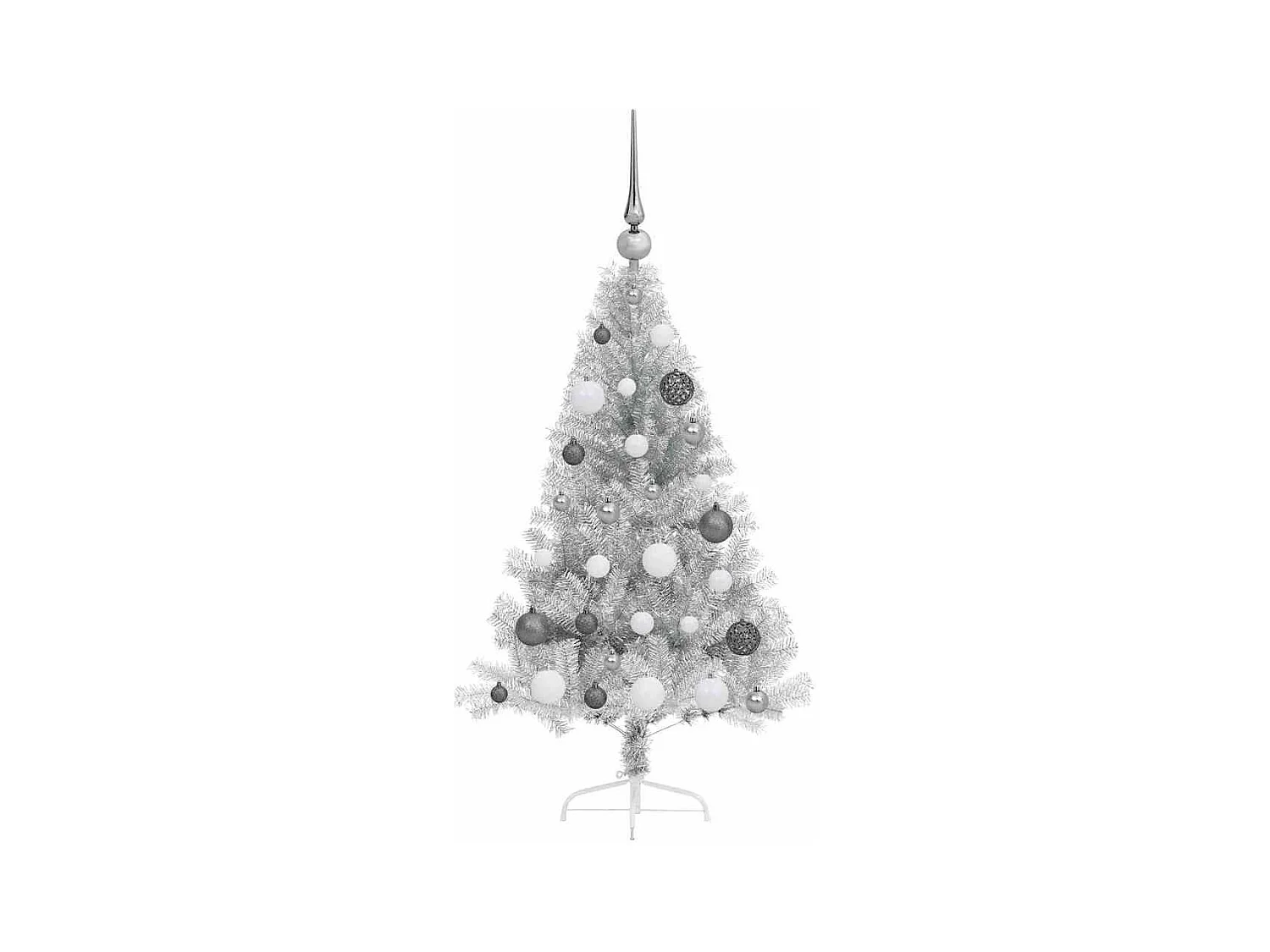 Sapin de Noël artificiel pré-éclairé Argent 120 cm PET