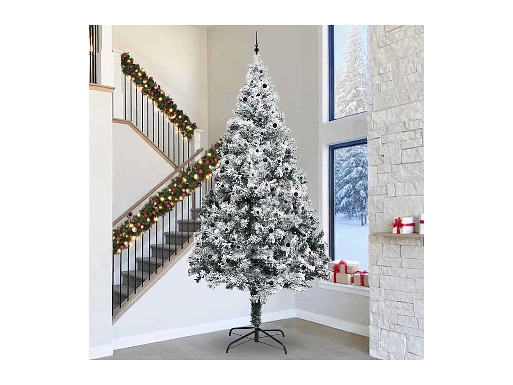 Arbre de Noël artificiel pré-éclairé avec ensemble de boules