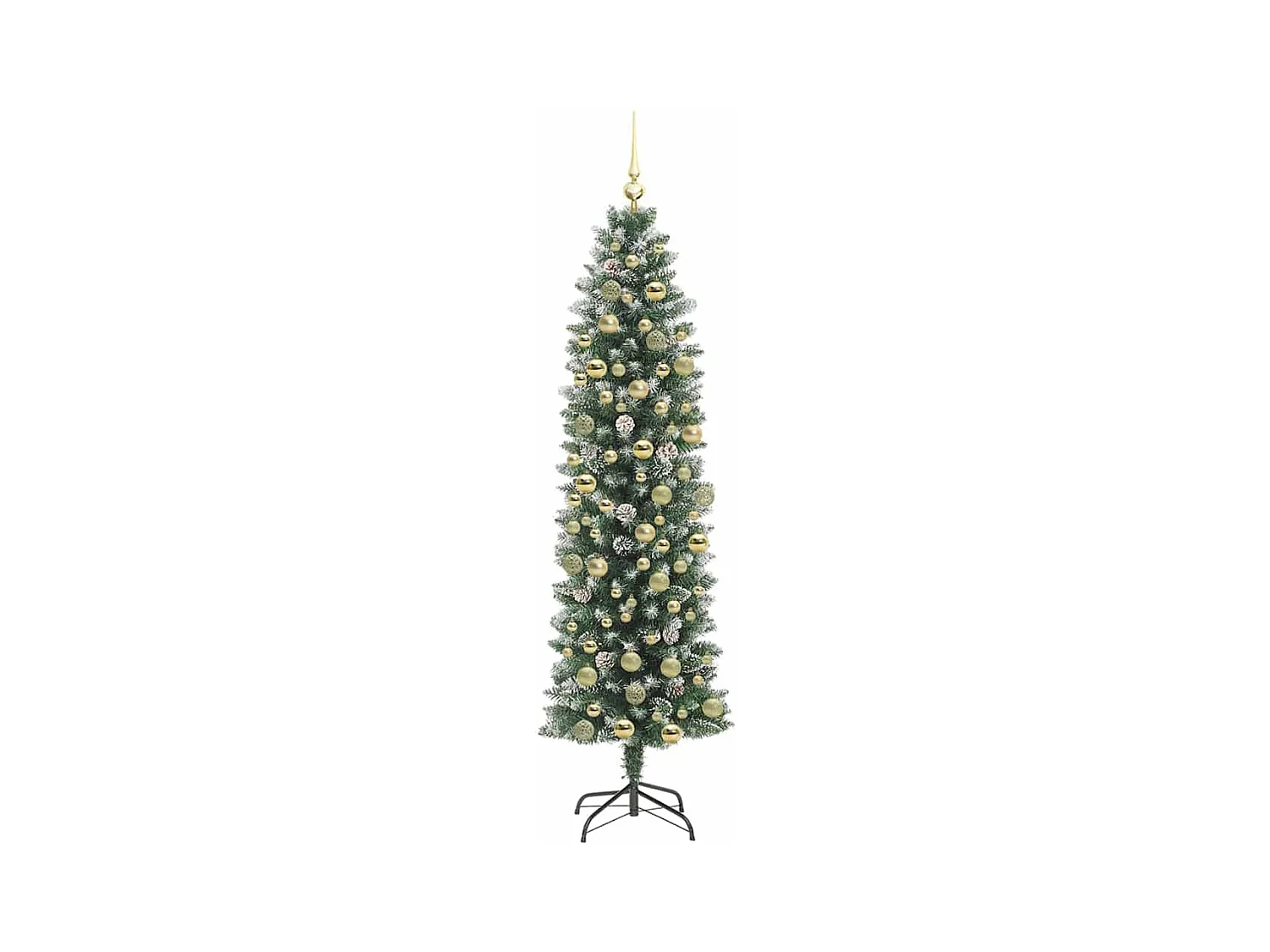 Kunstmatige slanke kerstboom met 300 LED Groen en wit 180 cm