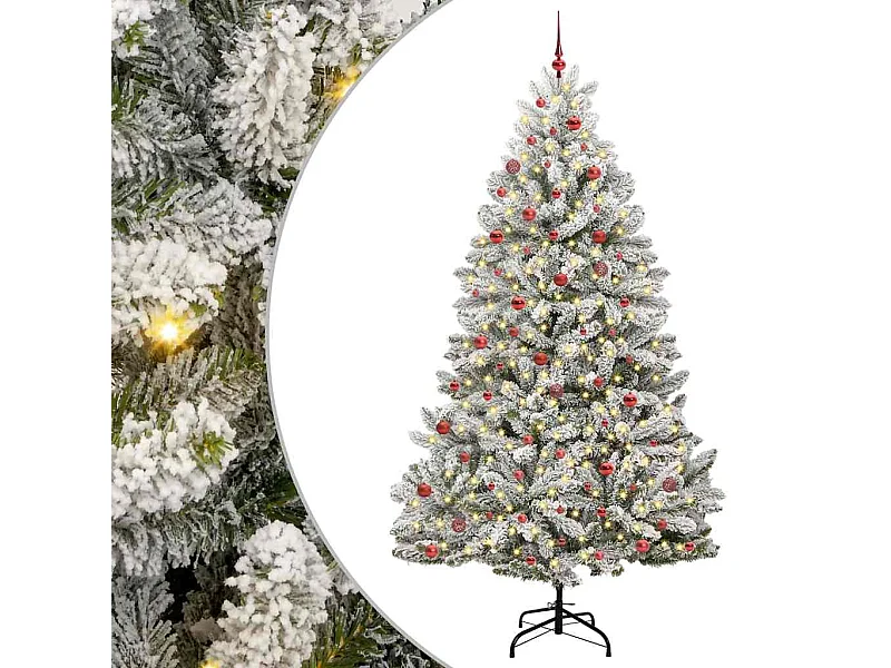 Árvore de Natal Artificial Verde e Branco 270 cm PVC e Metal
