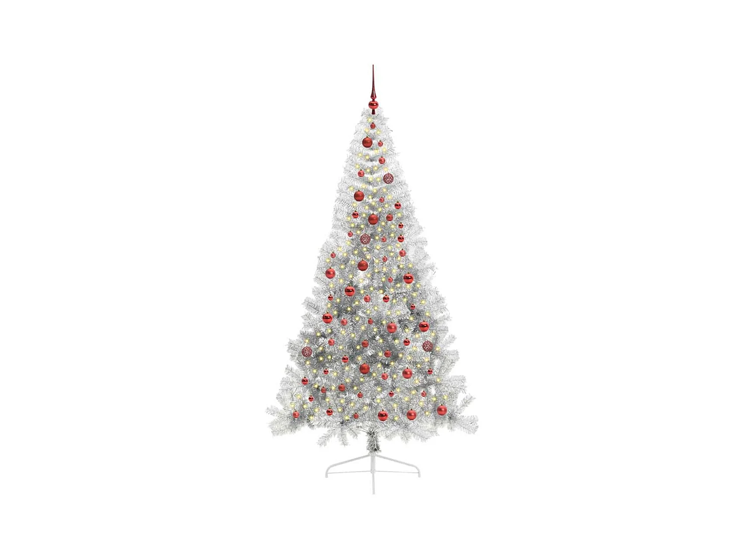 Árvore de Natal Artificial Pré-iluminada Prateado 210 cm PET