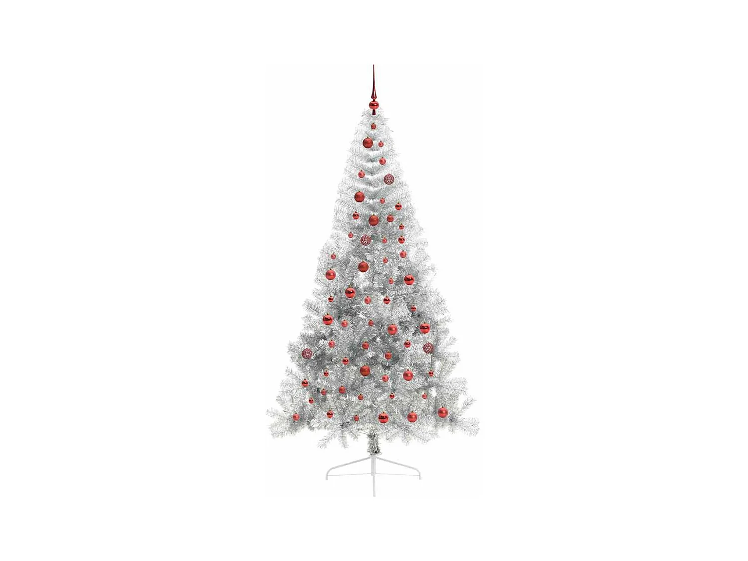 Árvore de Natal Artificial Pré-iluminada Prateado 210 cm PET