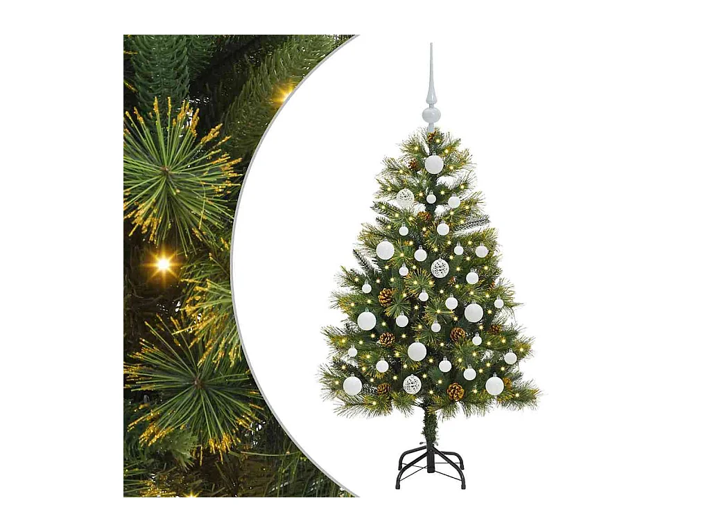 Sapin de Noël artificiel avec branches pliables et cônes 120 cm