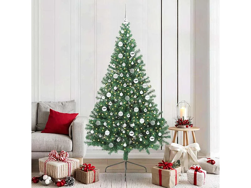 Árbol de Navidad Artificial Preiluminado Verde 210 cm PVC