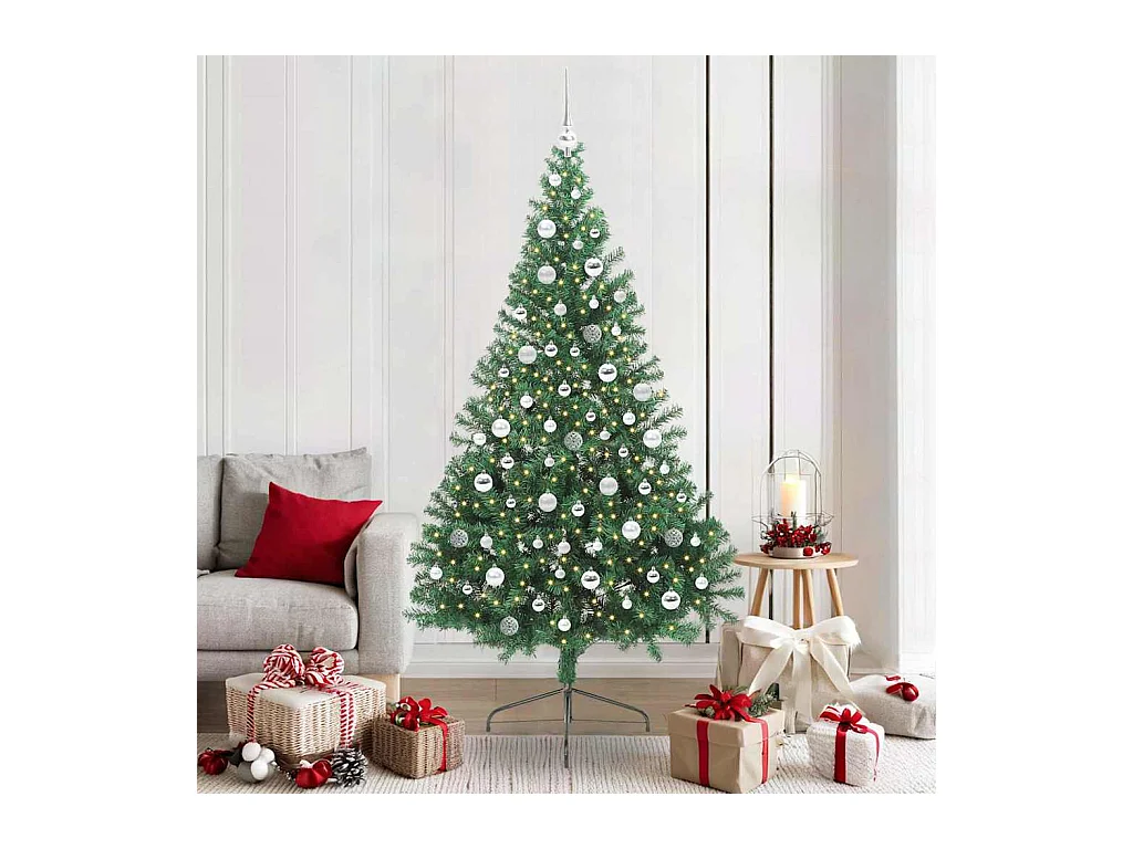Árbol de Navidad Artificial Preiluminado Verde 210 cm PVC