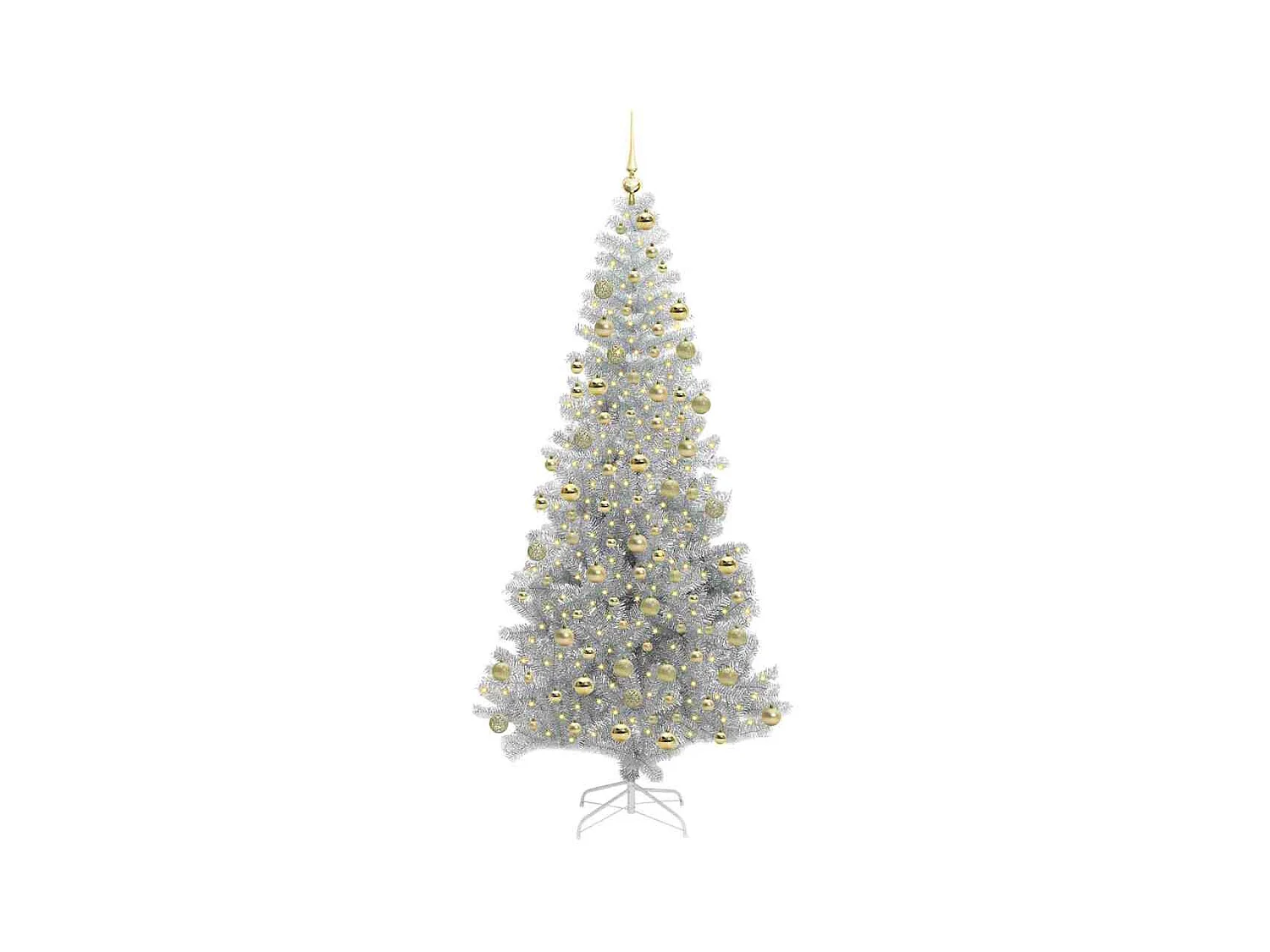 Sapin de Noël avec 300 LED avec support Argent 180 cm PET