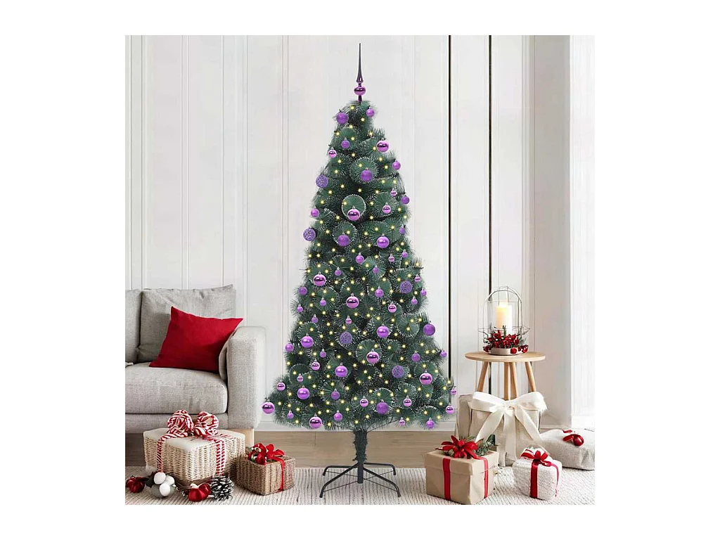 Arbre de Noël artificiel pré-éclairé avec ensemble de boules