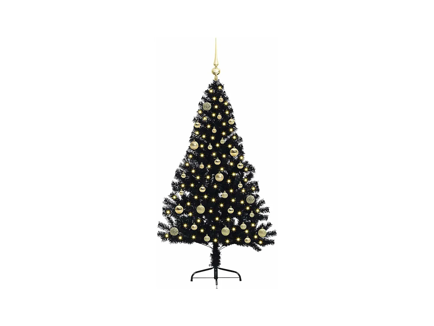 Árbol de Navidad Artificial Preiluminado Negro 150 cm PVC