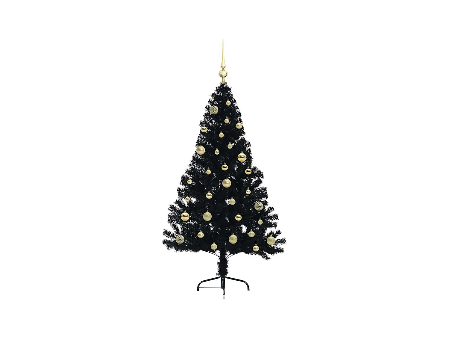 Árbol de Navidad Artificial Preiluminado Negro 150 cm PVC