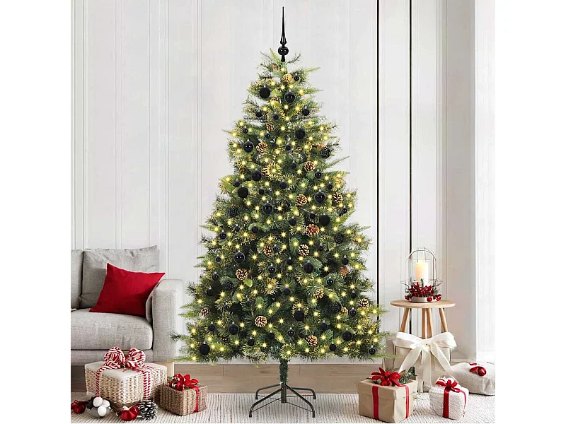 Árbol de Navidad artificial con ramas plegables y conos 240 cm