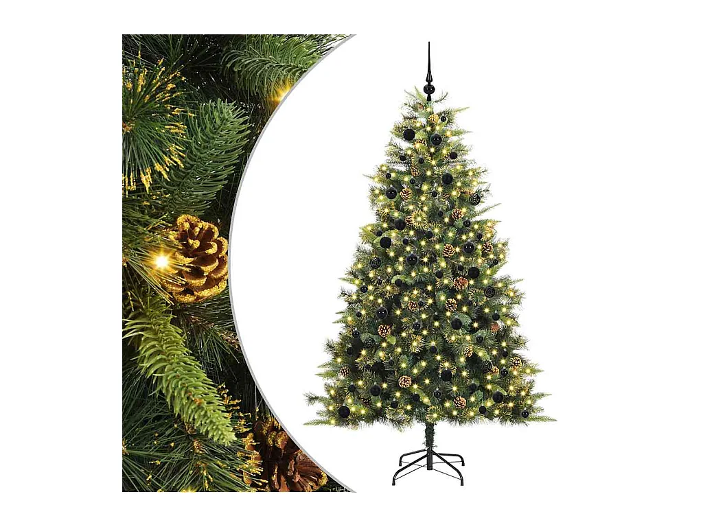 Árbol de Navidad artificial con ramas plegables y conos 240 cm