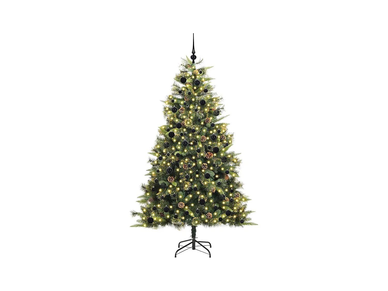 Árbol de Navidad artificial con ramas plegables y conos 240 cm
