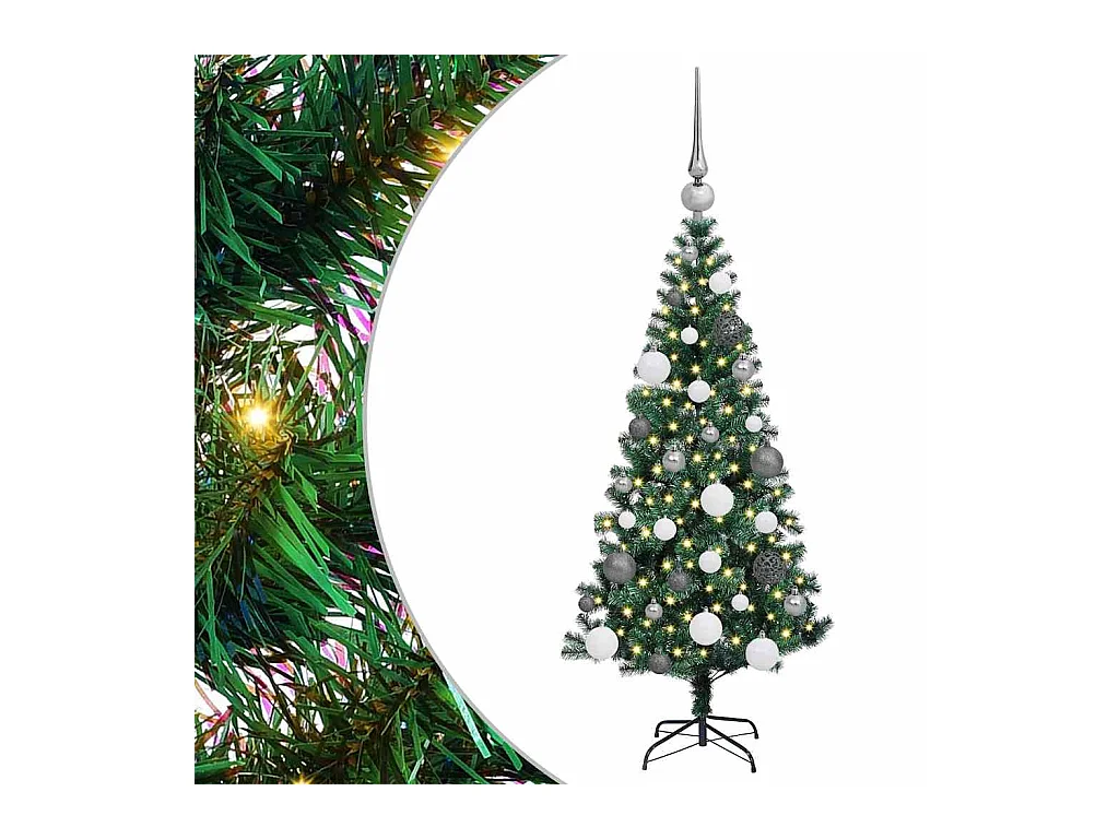 Sapin de Noël artificiel pré-éclairé Vert 120 cm PVC et métal