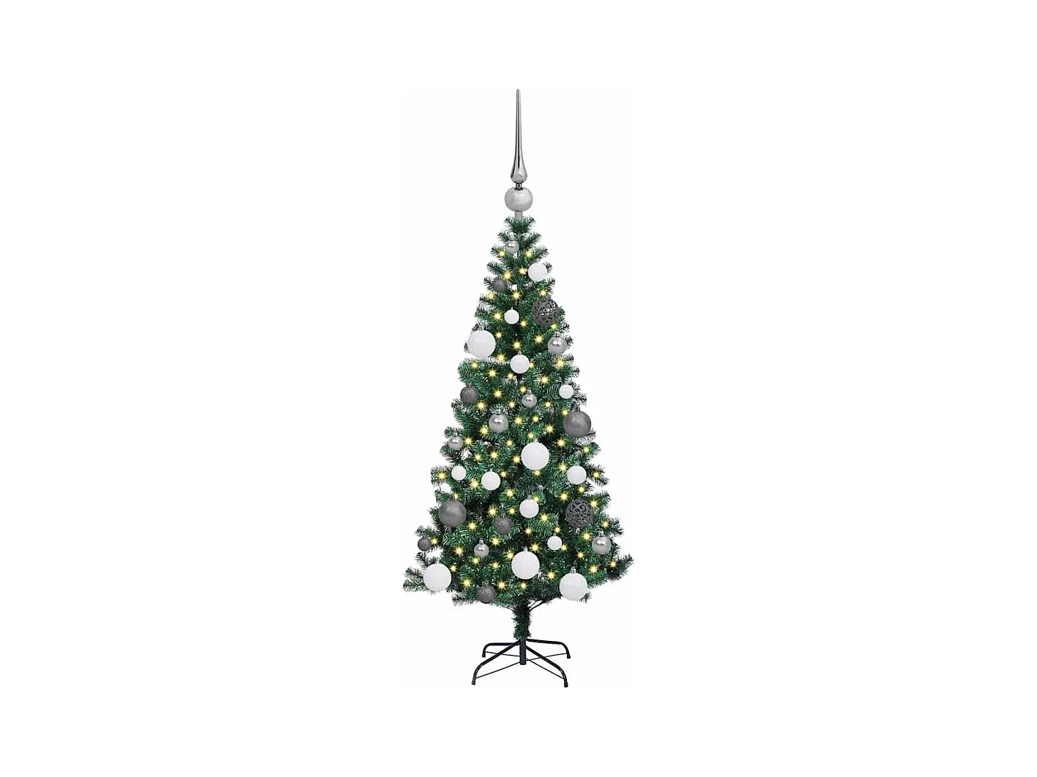 Sapin de Noël artificiel pré-éclairé Vert 120 cm PVC et métal