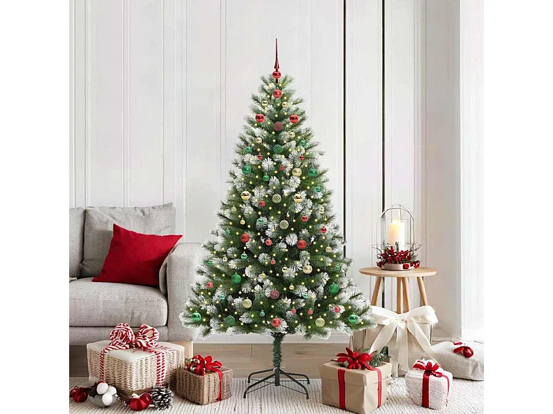 Kunstmatige scharnierende Kerstboom met gevlochten sneeuw