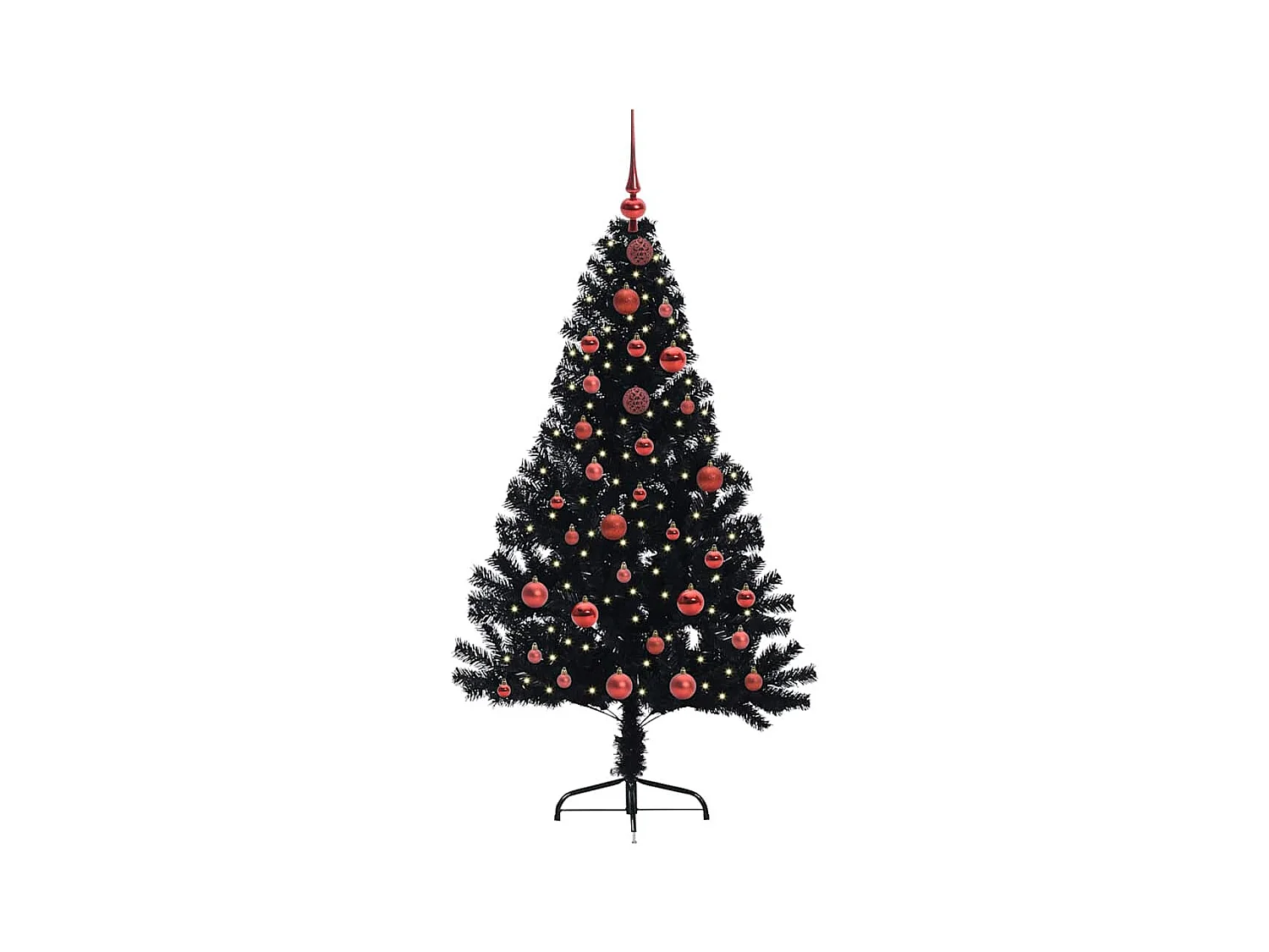 Árvore de Natal Artificial Pré-iluminada Preto 150 cm PVC