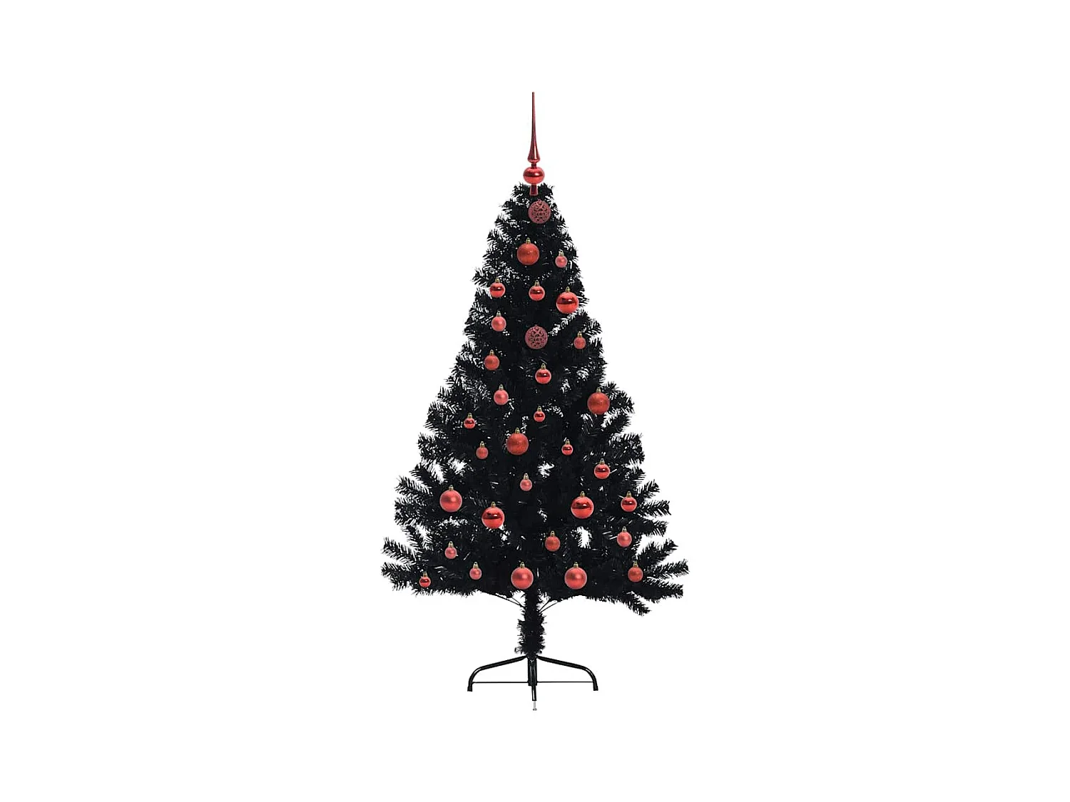 Árvore de Natal Artificial Pré-iluminada Preto 150 cm PVC