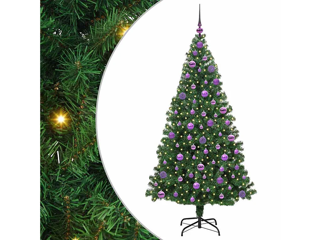 Kunstkerstboom Groen 180 cm PVC en Staal en Kunststof