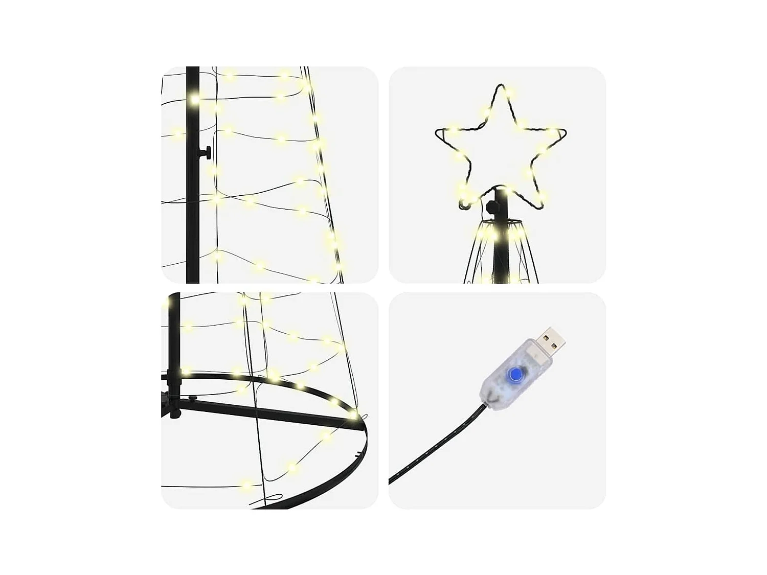 Árvore de Natal LED com 390 LEDs Branco quente 250 cm Ferro