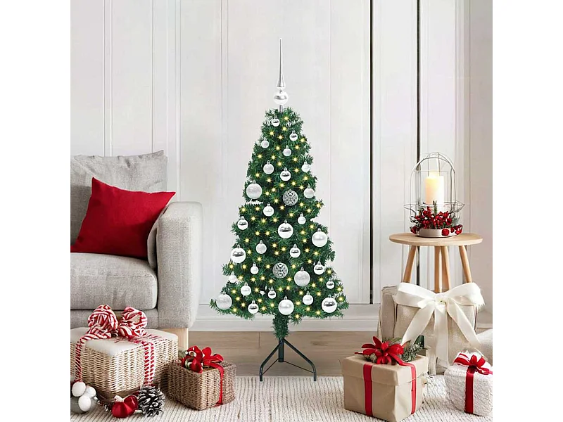 Arbre de Noël artificiel d'angle Vert 120 cm PVC et métal