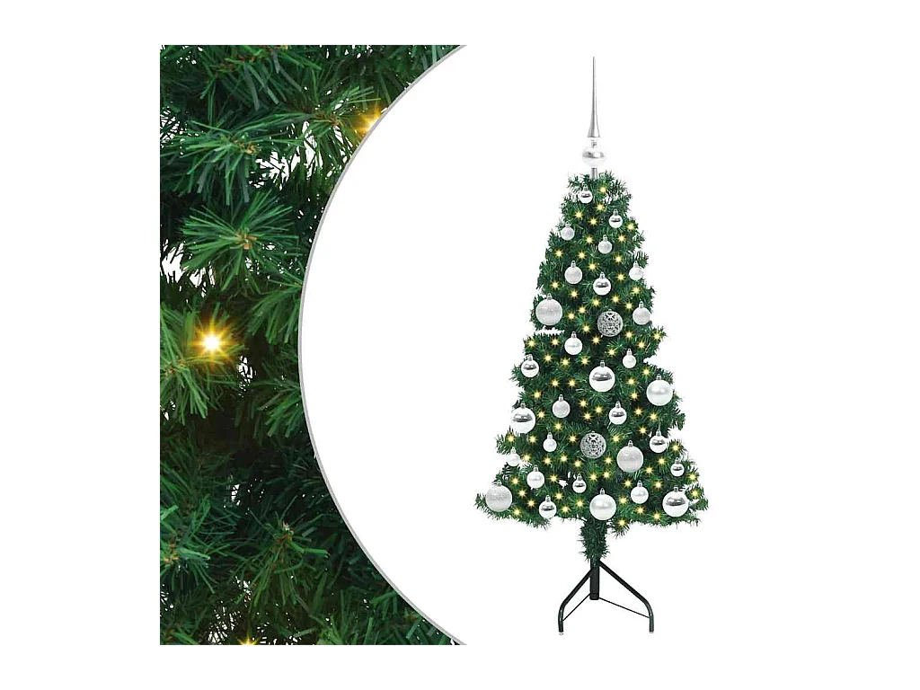 Arbre de Noël artificiel d'angle Vert 120 cm PVC et métal