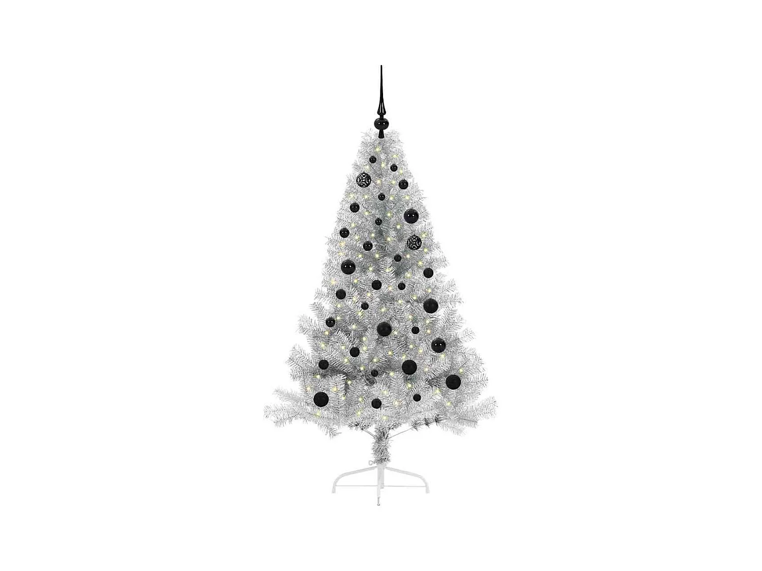 Sapin de Noël artificiel pré-éclairé Argent 150 cm PET