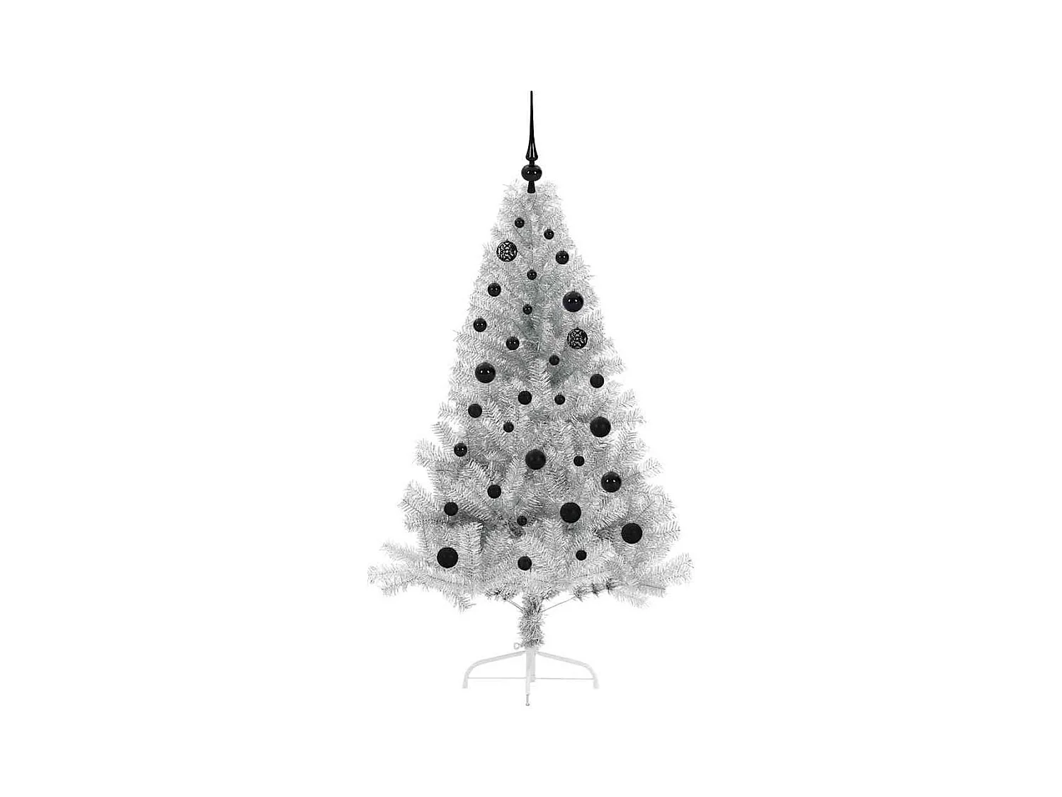 Sapin de Noël artificiel pré-éclairé Argent 150 cm PET
