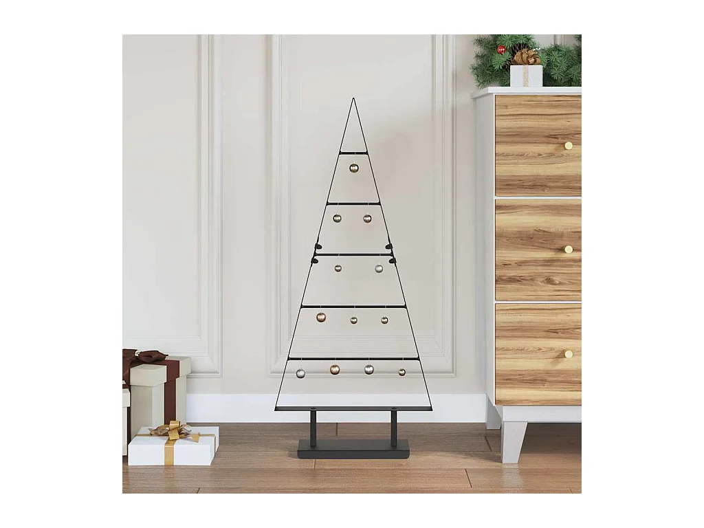 Árbol de Navidad de metal con soporte Negro 90 cm Acero