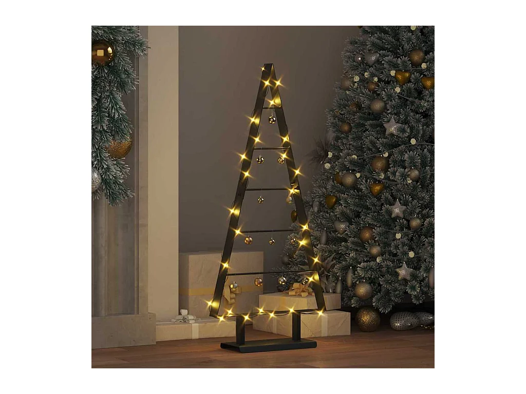 Árbol de Navidad de metal con soporte Negro 90 cm Acero
