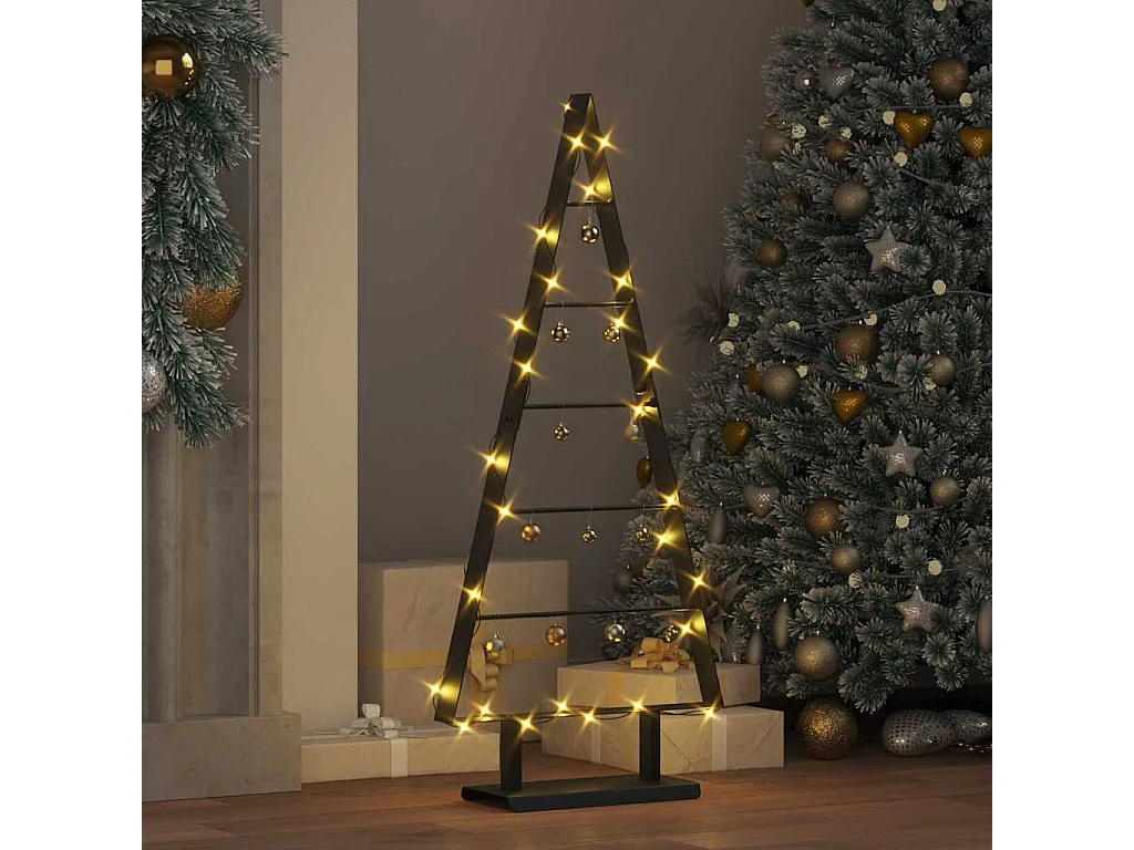 Arbre de Noël en métal avec support Noir 90 cm Acier
