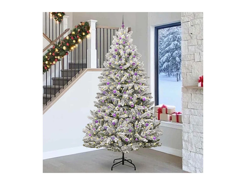 Árvore de Natal Artificial Verde e Branco 270 cm PVC e Metal