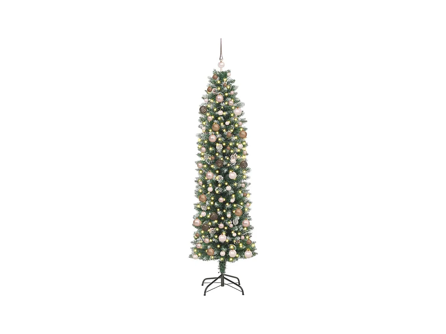 Árbol Navideño Artificial Delgado con 300 LED Verde 210 cm