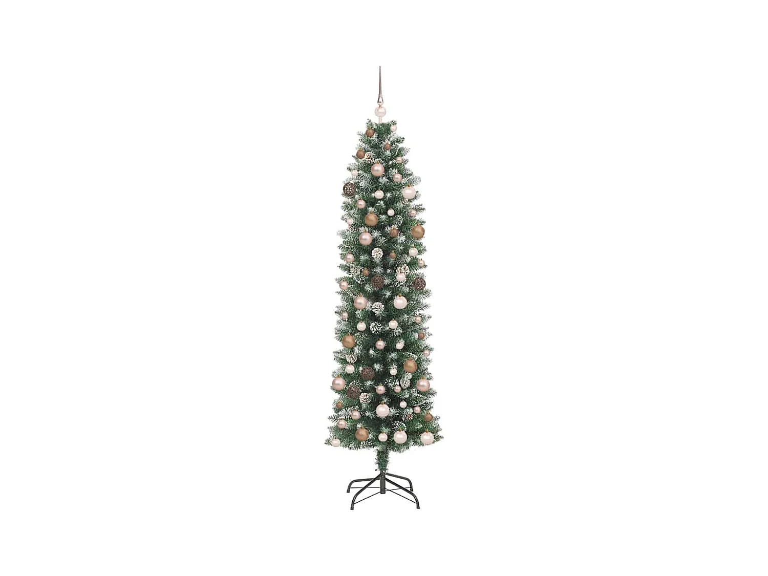 Árbol Navideño Artificial Delgado con 300 LED Verde 210 cm