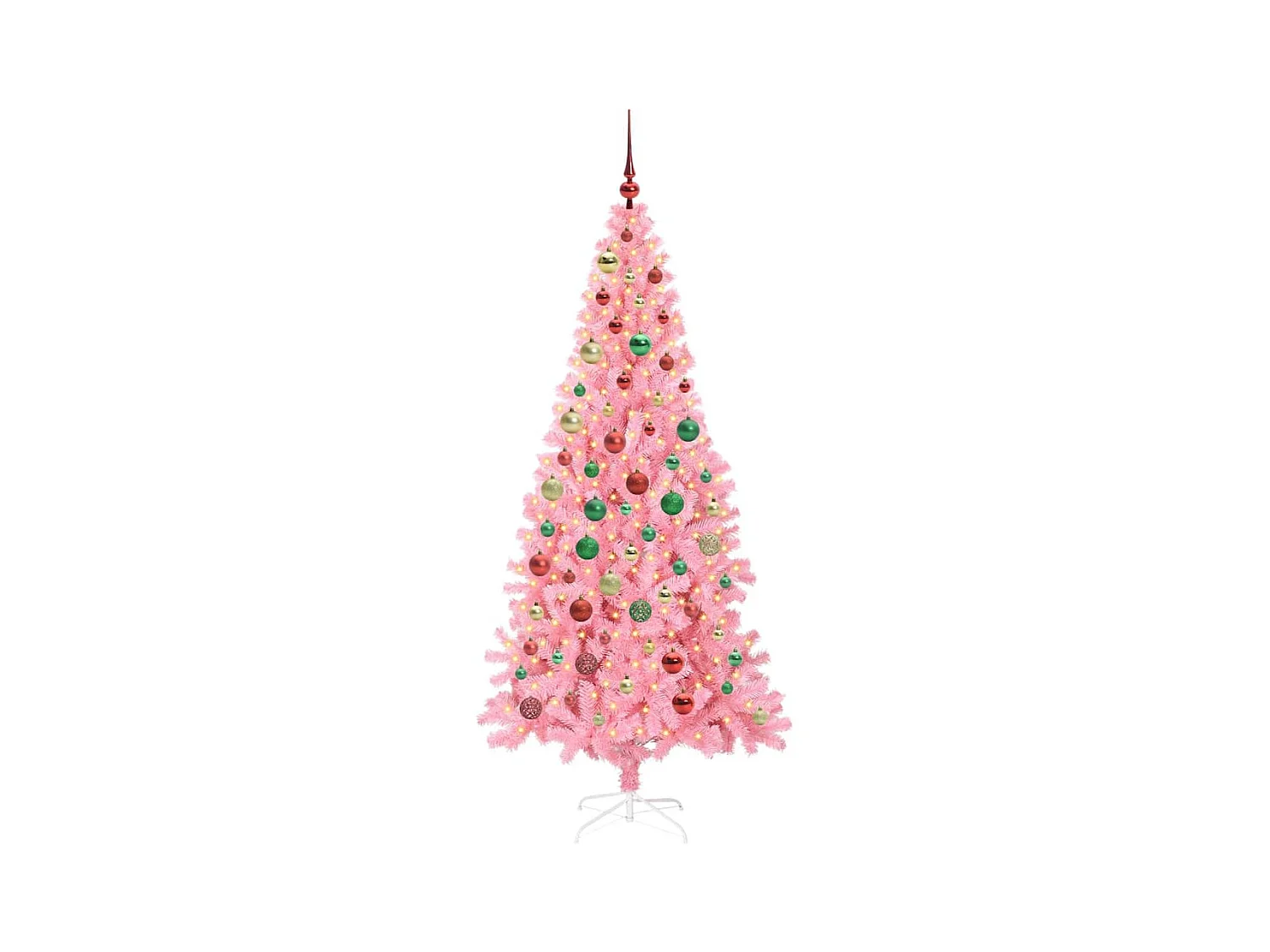 Sapin de Noël avec 300 LED avec support Rose 180 cm PVC