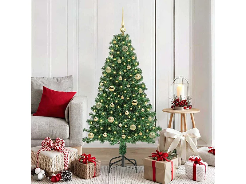 Kunstkerstboom Groen 150 cm PVC en Staal en Kunststof