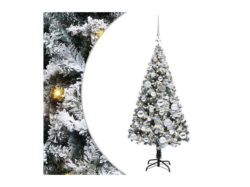 Kunstkerstboom Groen 120 cm PVC en Staal en Kunststof