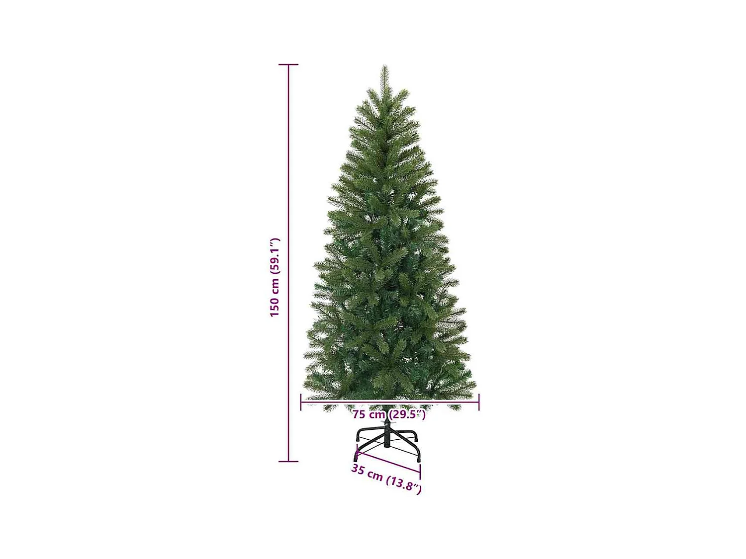 Sapin de Noël artificiel Vert 150 cm PVC, PE et acier