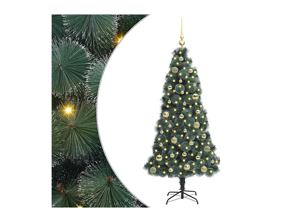 Árbol de Navidad Artificial Pre-iluminado con Juego de Bolas