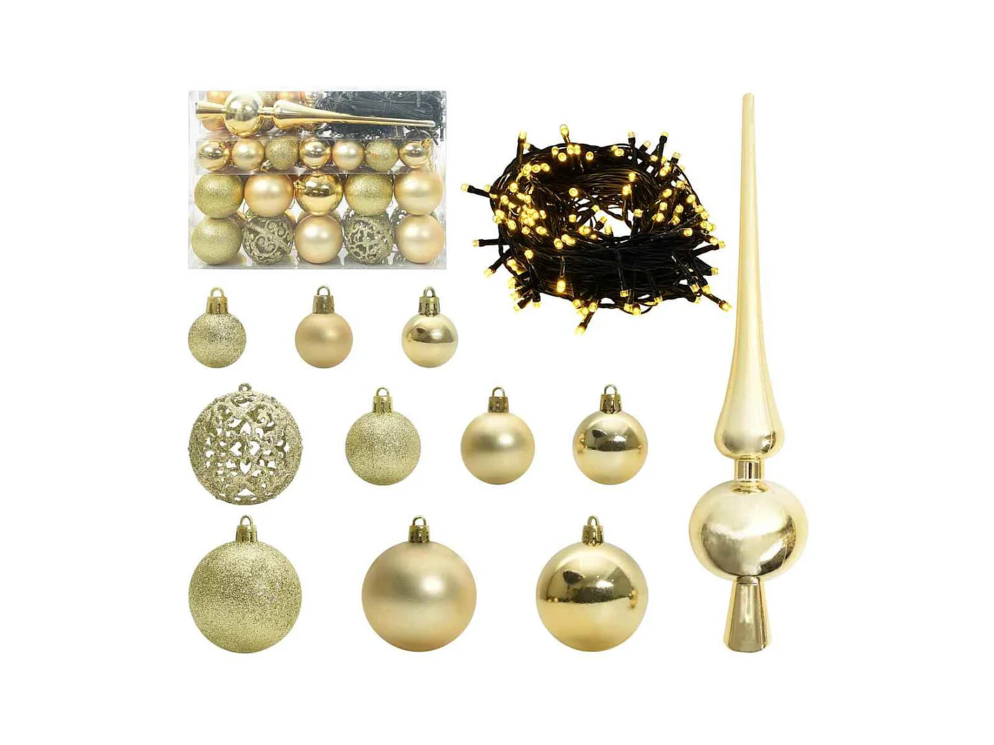 Árbol de Navidad Artificial Pre-iluminado con Juego de Bolas