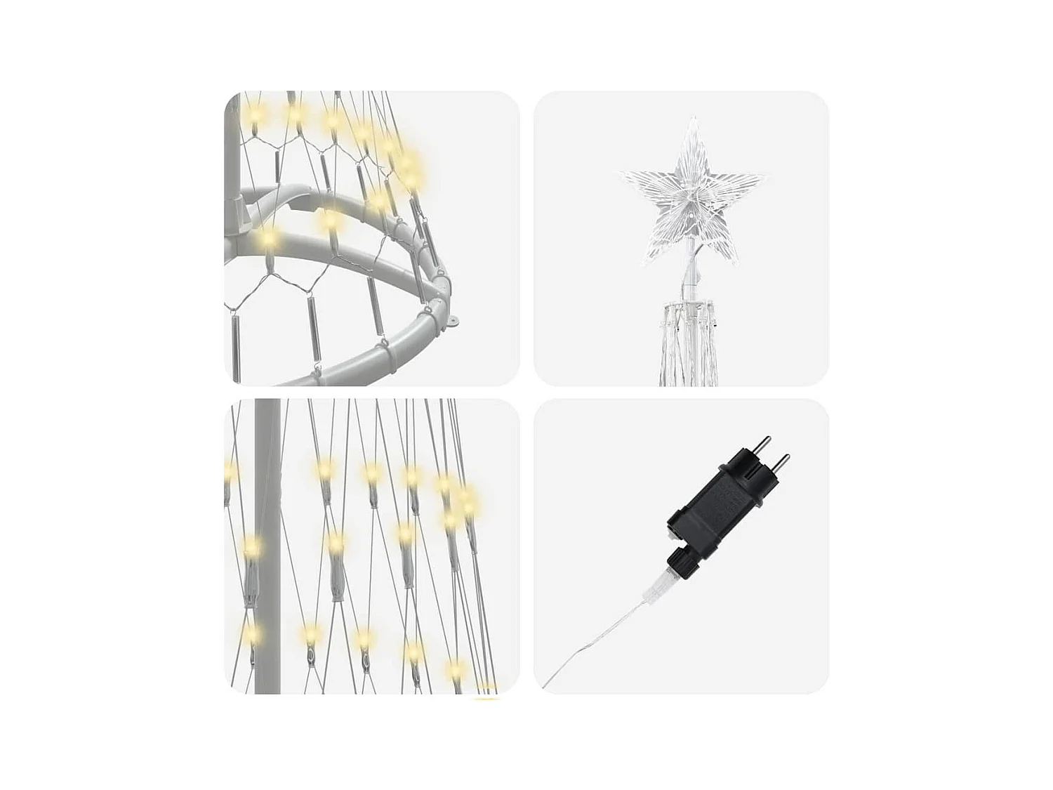 Árbol de Navidad LED con 230 LED Cálido 51 x 51 x 190 cm Metal