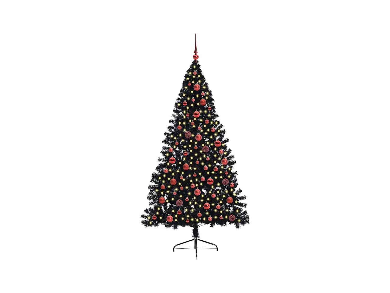 Sapin de Noël artificiel pré-éclairé Noir 180 cm PVC