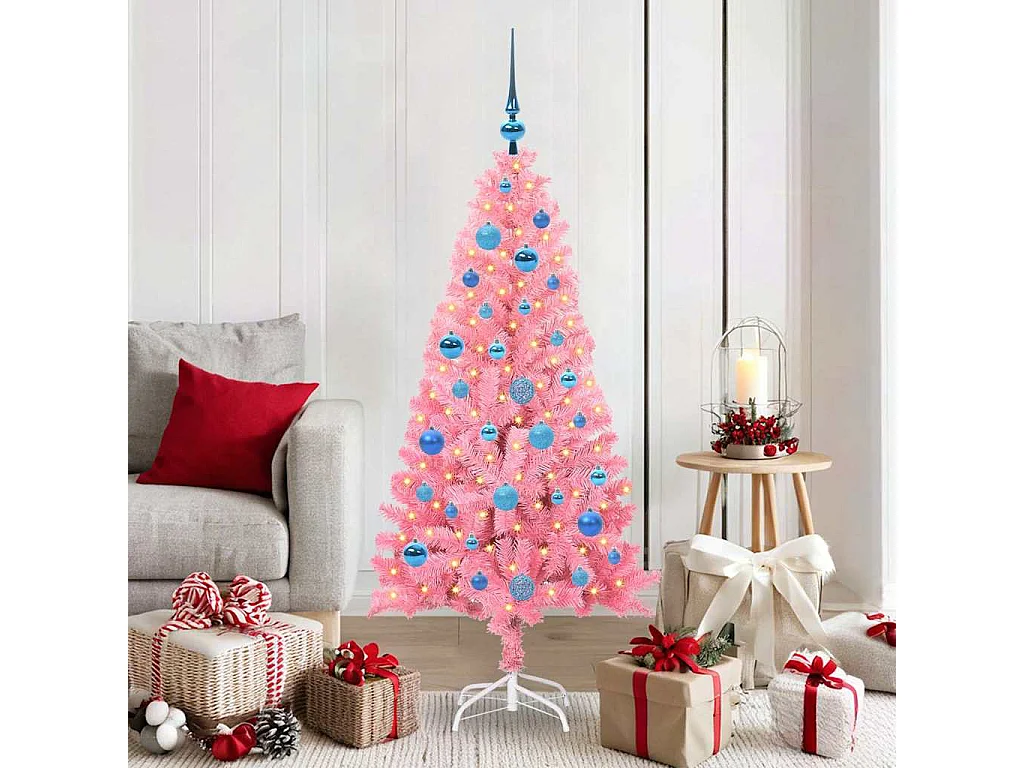 Sapin de Noël avec 150 LED avec support Rose 150 cm PVC