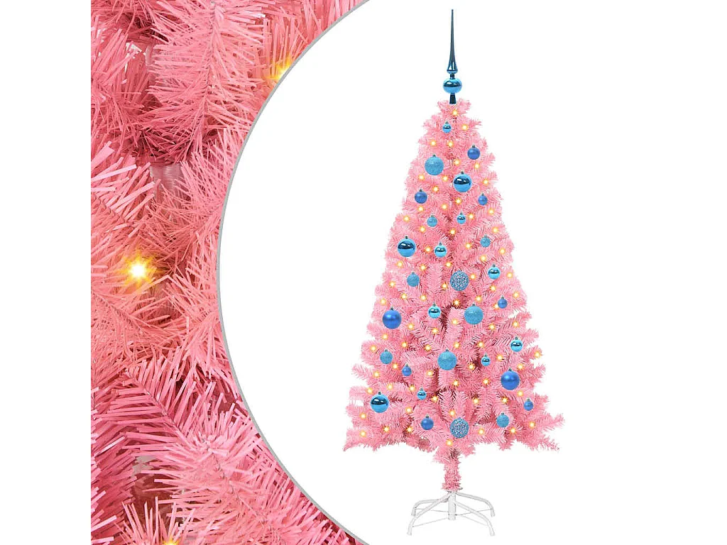 Sapin de Noël avec 150 LED avec support Rose 150 cm PVC
