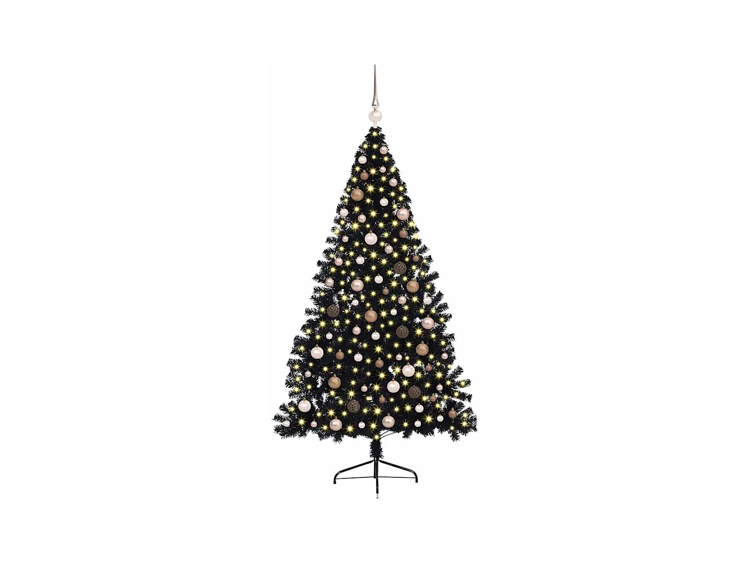 Árbol de Navidad con luces de cuerda decorativa Negro 210 cm