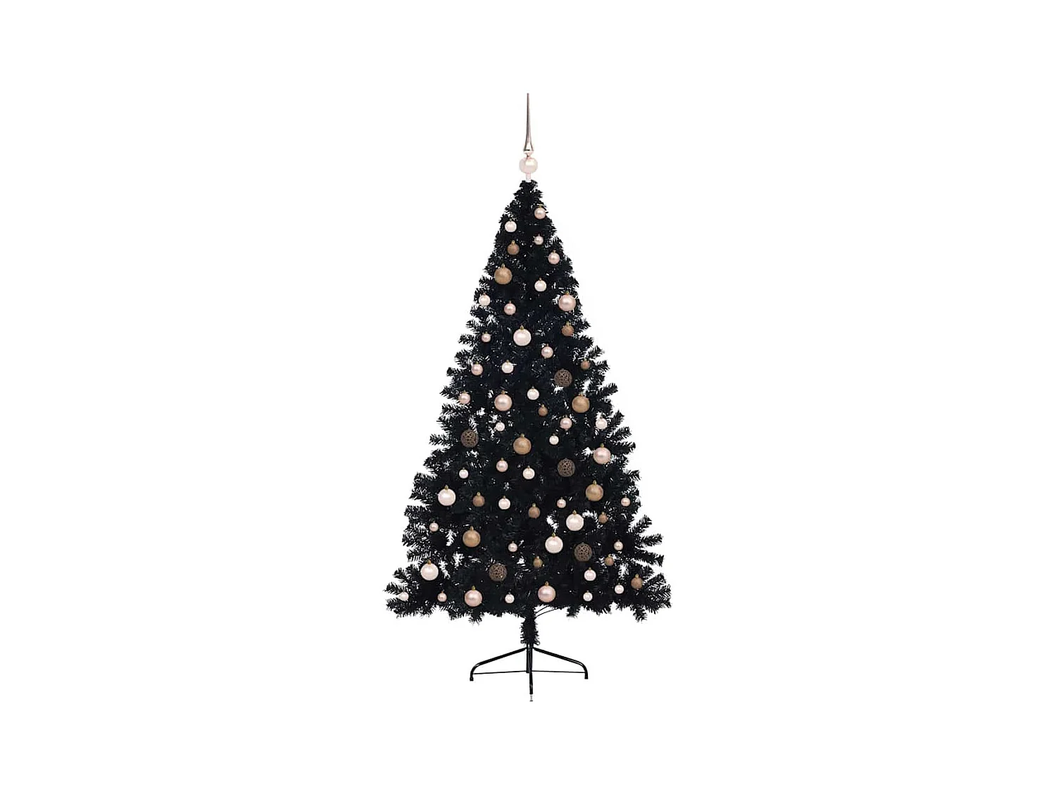 Árbol de Navidad con luces de cuerda decorativa Negro 210 cm