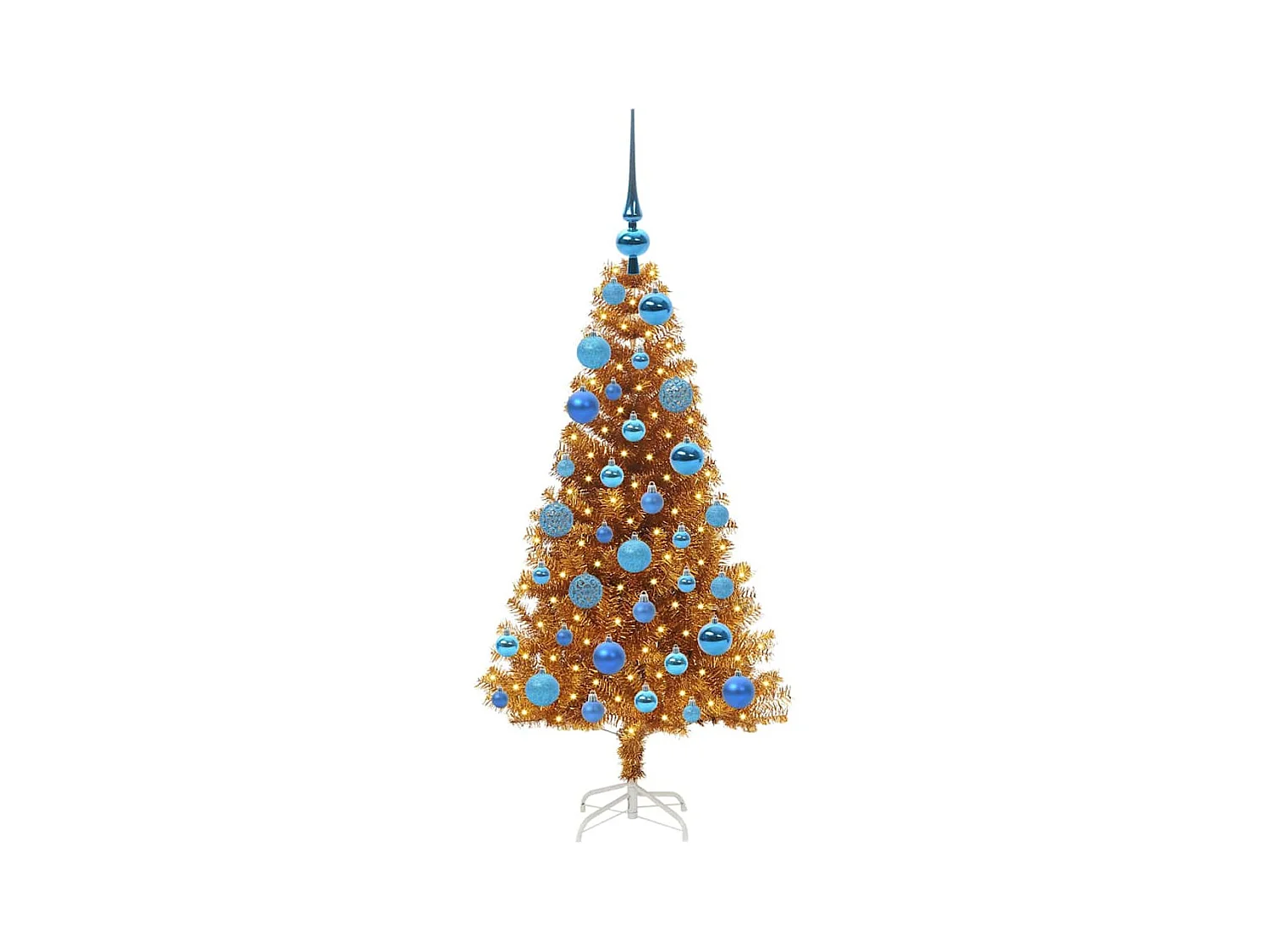 Árbol de Navidad con 150 LED con soporte Dorado 120 cm PET
