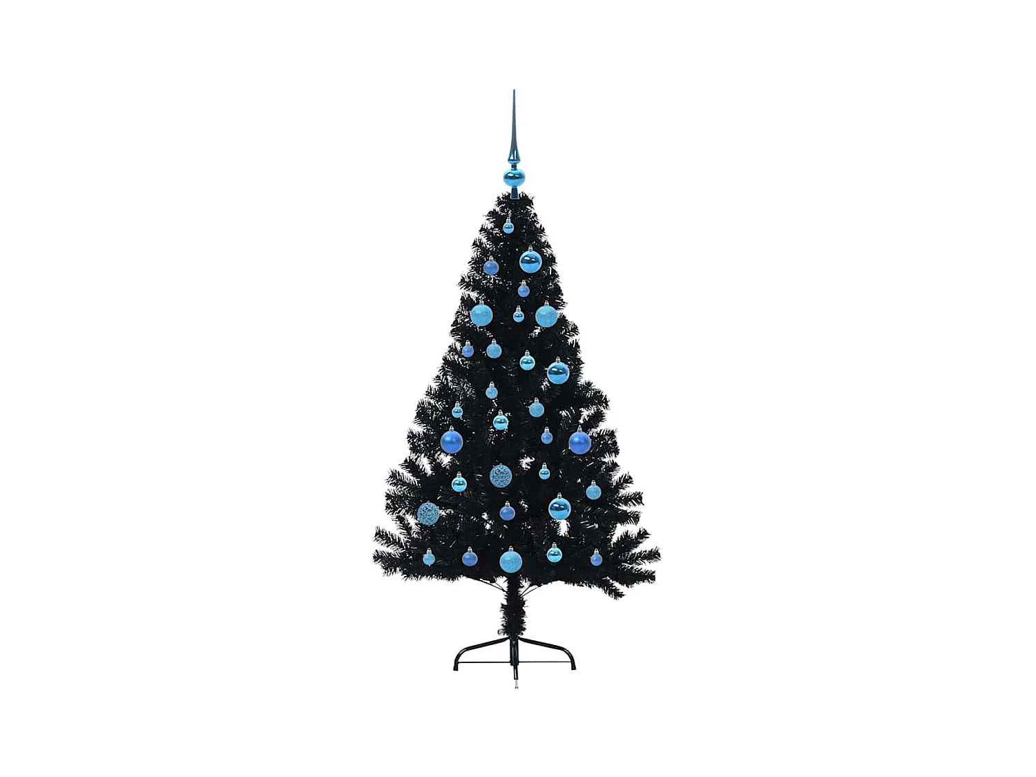 Sapin de Noël artificiel pré-éclairé Noir 150 cm PVC