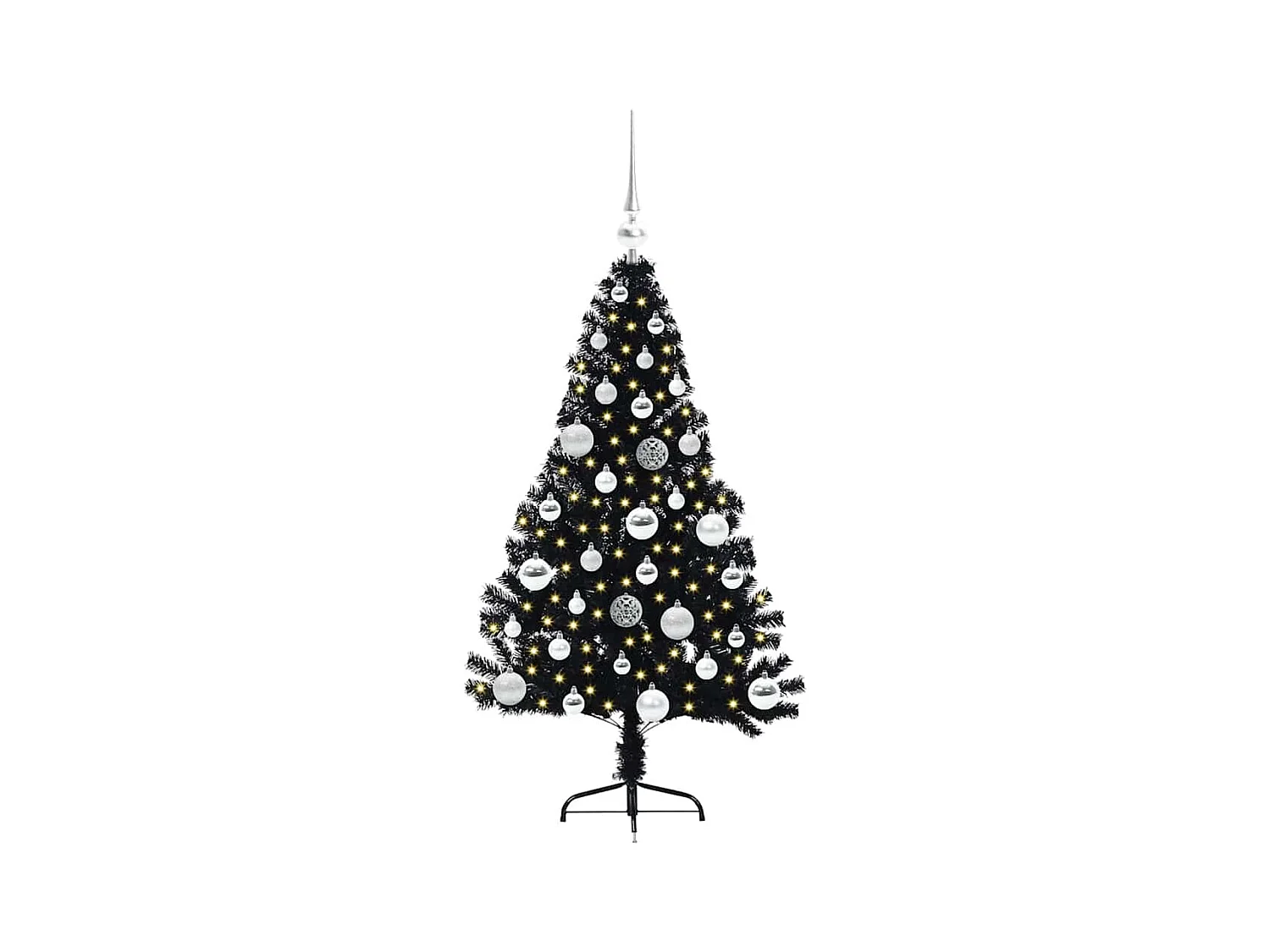 Árvore de Natal Artificial Pré-iluminada Preto 120 cm PVC