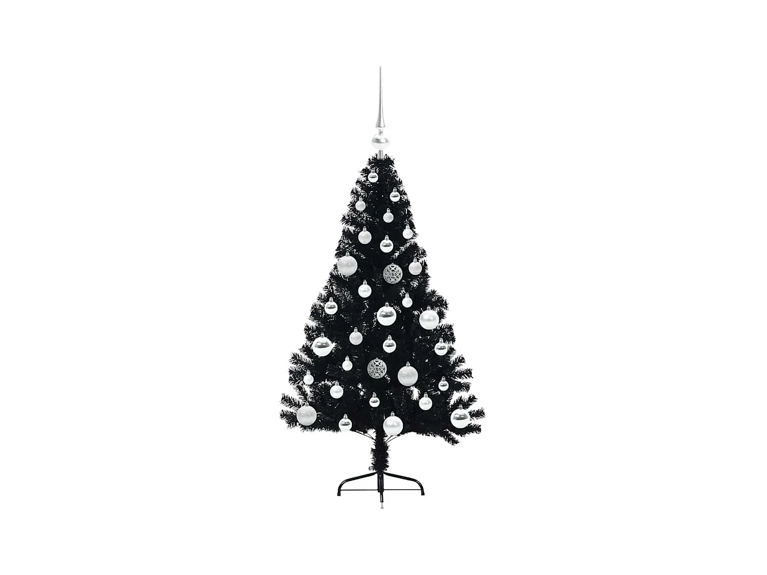 Árvore de Natal Artificial Pré-iluminada Preto 120 cm PVC